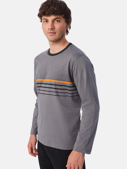 Minerva Men's Winter Pajamas Set Gray