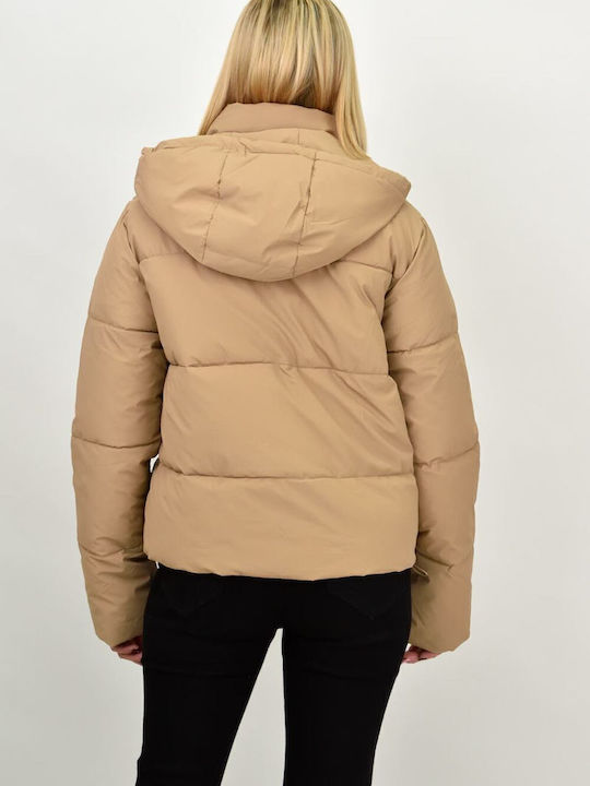 Kurz Damen Puffer Jacke für Winter Beige