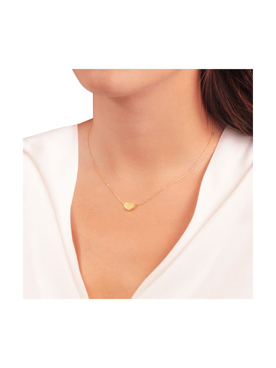 Abadianakis Necklace with design Heart from Gold Plated Silver