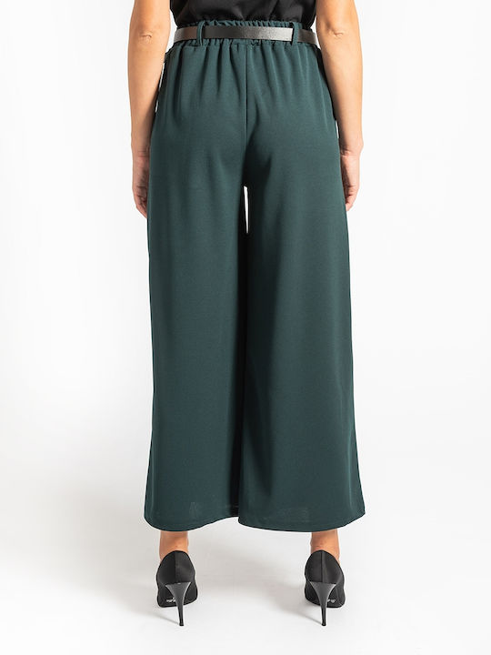 InShoes Γυναικεία Υφασμάτινη Παντελόνα με Λάστιχο Πράσινη