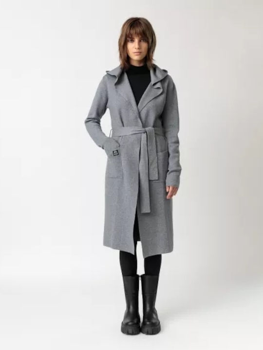 Devergo Women's Midi Coat with Buttons Gray