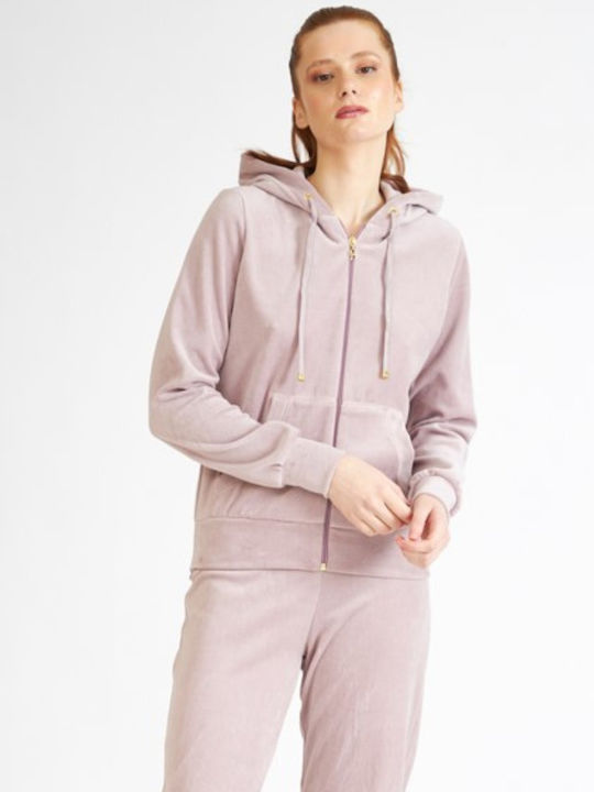 Harmony Winter Damen Pyjama-Set Samt Rosa