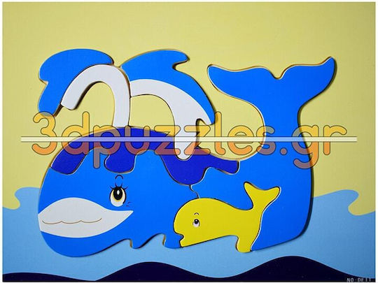 Ξύλινο Παιδικό Puzzle Σφηνώματα Ξύλινο Puzzle Φάλαινα για 2+ Ετών 9pcs Anelixi