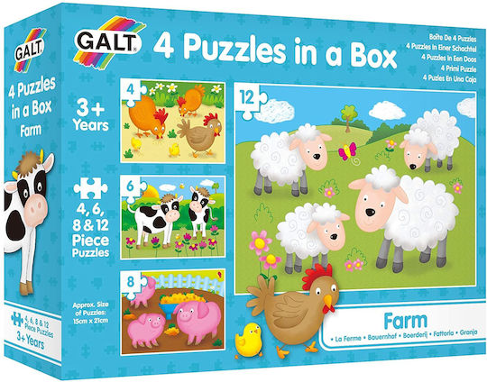 Παιδικό Puzzle 4 Puzzles in a Box - Farm 12pcs Galt Toys