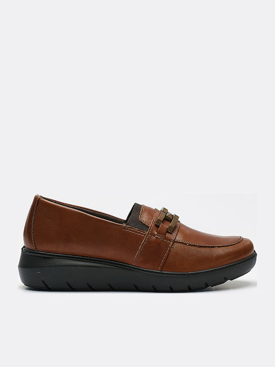Leder Damen Mokassins in Braun Farbe