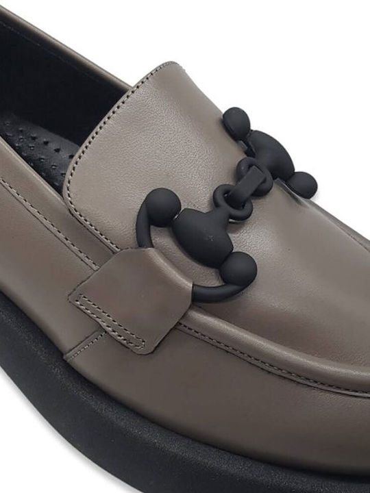 Parex Кожени Дамски Loafers в Сив Цвят