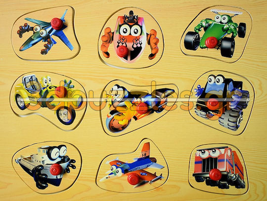 Wooden Kids Peg Puzzle Transport Means II Colored 9pcs Anelixi