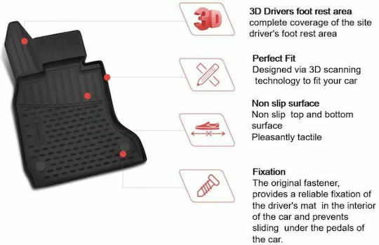 Novline Set of Front and Rear Mats 4pcs Tray Type for Peugeot 508 2019+ Black