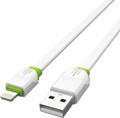 Ldnio LS34 Flat USB-A to Lightning Cable Λευκό 1m
