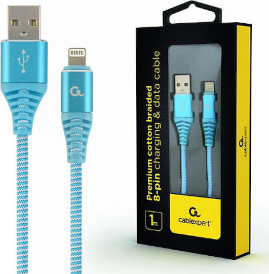 Gembird Braided USB-A to Lightning Cable Blue 1m (CC-USB2B-AMLM-1M-VW)