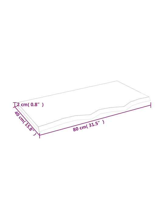 vidaXL Rectangular Office Desk Surface made of Solid Wood Raw 80x40x2cm 3156290 1pcs