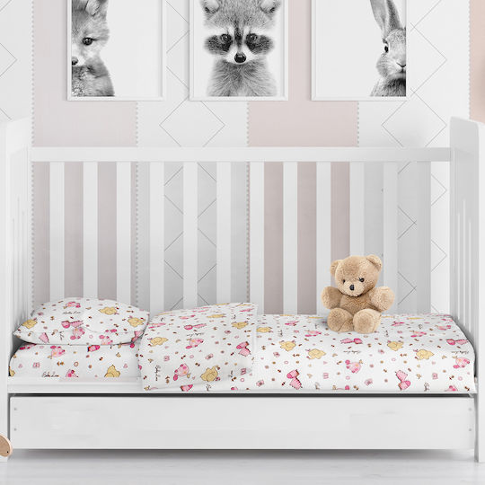 Dimcol Duvet Crib Cotton Elephant Pink 120x160cm