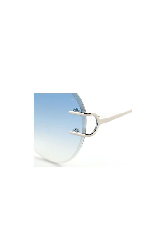 Eyepetizer Roy Sunglasses with Silver Metal Frame and Blue Gradient Mirror Lens ROY/C.1-26F