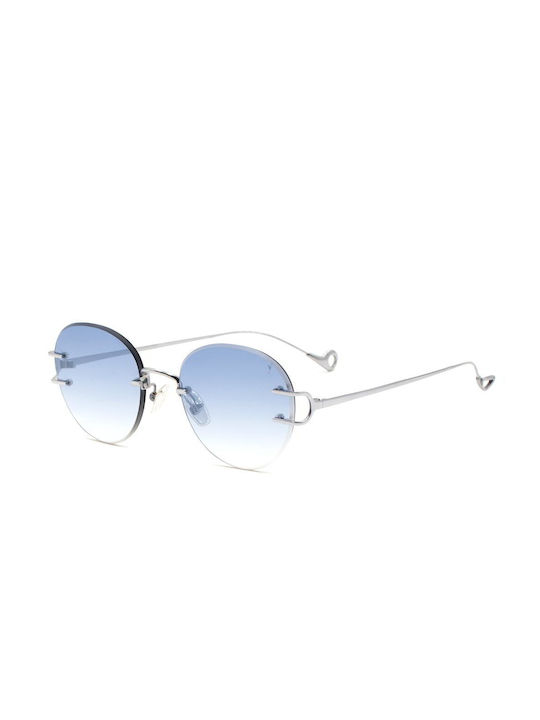 Eyepetizer Roy Sunglasses with Silver Metal Frame and Blue Gradient Mirror Lens ROY/C.1-26F