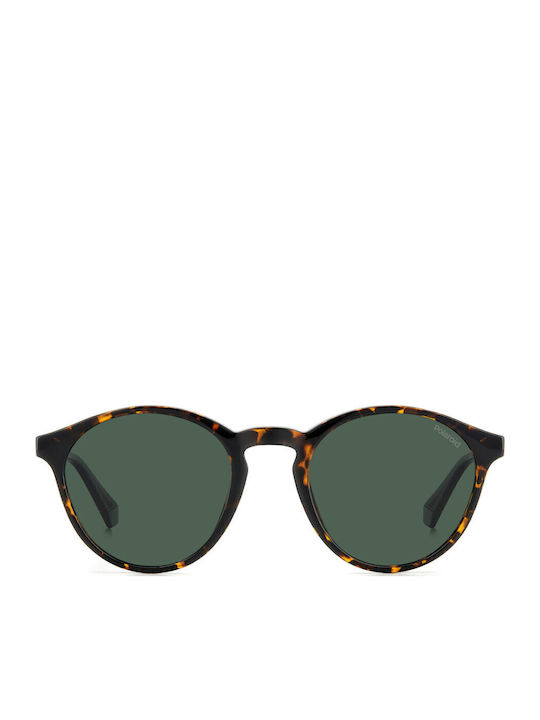 Polaroid Unisex Sunglasses with Brown Tartaruga Plastic Frame and Green Lens PLD4153/S 086/UC