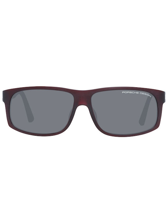 Porsche Design Men's Sunglasses with Burgundy Plastic Frame and Gray Lens P8572 D