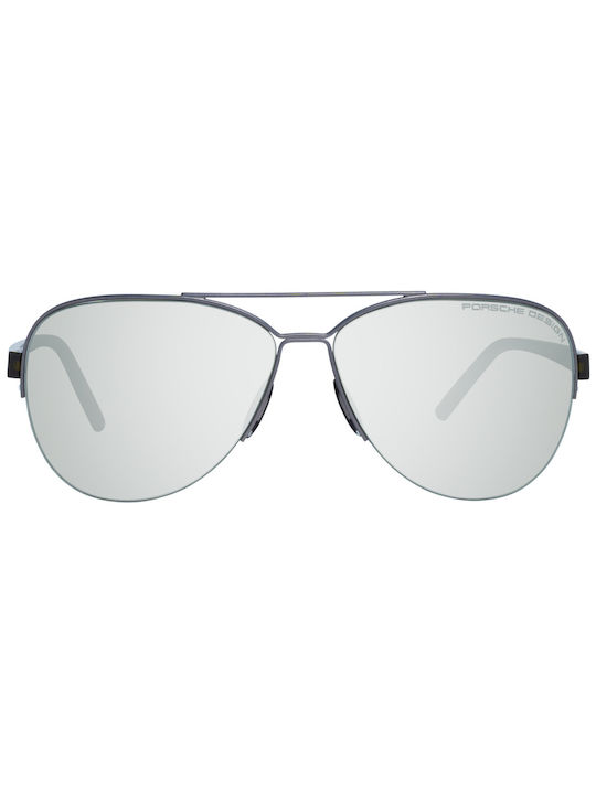 Porsche Design Men's Sunglasses with Gray Metal Frame and Silver Mirror Lens P8676 C