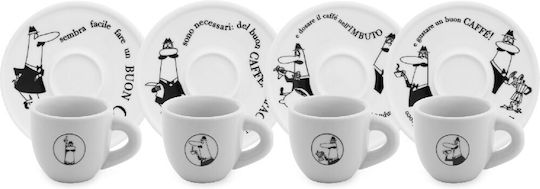 Bialetti Σετ Φλιτζάνια Espresso από Πορσελάνη Λευκά 50ml 4τμχ
