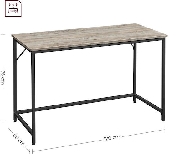 Schreibtisch Holz Gray mit Metallbeinen 120x60x75cm