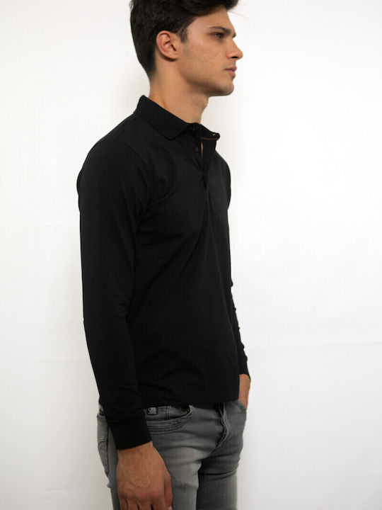 Side Effect Men's Long Sleeve Blouse Polo Black