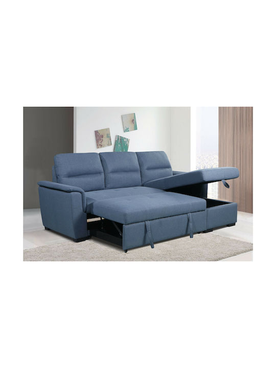 Corner Couch Bed with Reversible Angle & Storage Space Blue 235x150x95 cm