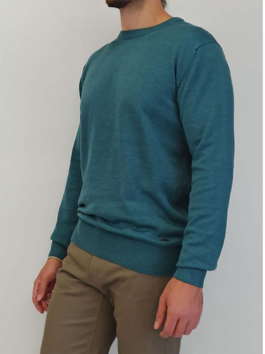 Double Herren Langarm-Pullover Petrol Blau