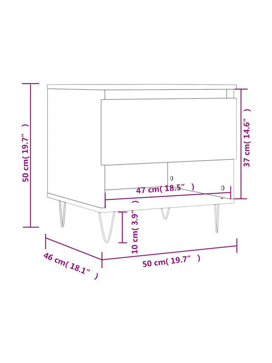 Square Side Table Wooden Grey Sonoma L50xW46xH50cm.