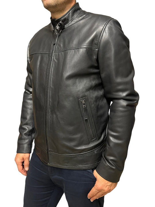 MARKOS LEATHER Men's Winter Leather Jacket Black