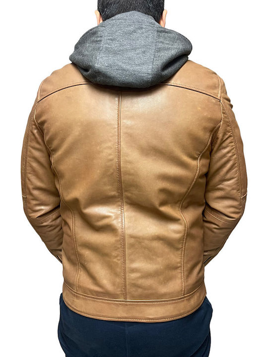 Leather Jacket Biker Tabac Brown