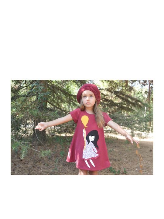 Happy Button Kids Dress Floral Burgundy