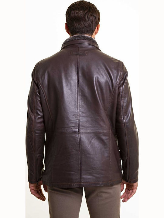 Leather Winter Jacket Brown