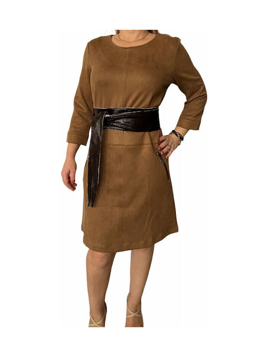 Breite Leder Damen Gürtel Beige