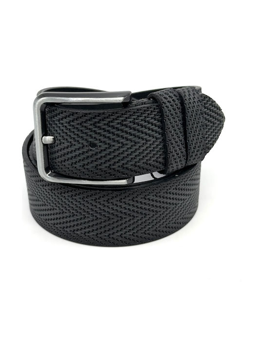 Wide Men's Belt Leather Black