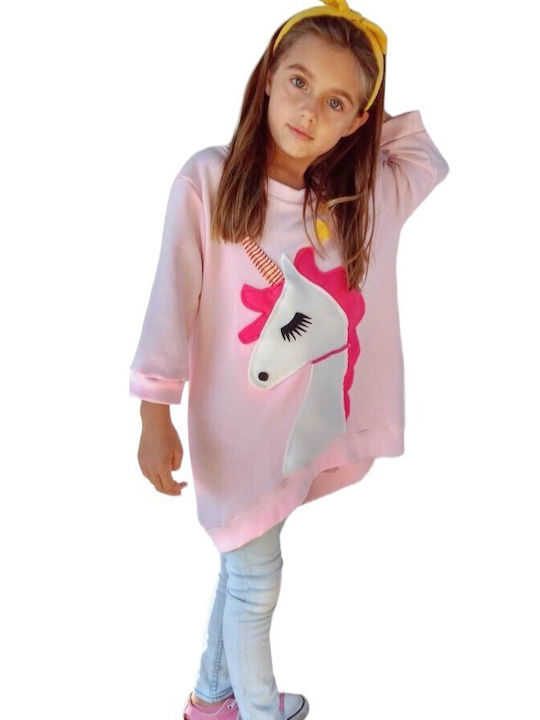 Happy Button Kids Sweatshirt Pink