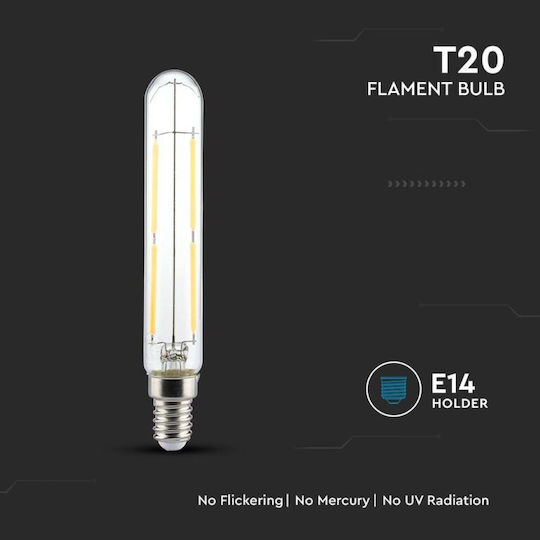 V-TAC Vt-2204 LED-Lampe 4W 138mm für Fassung E14 und Form T20 Warmes Weiß 400lm