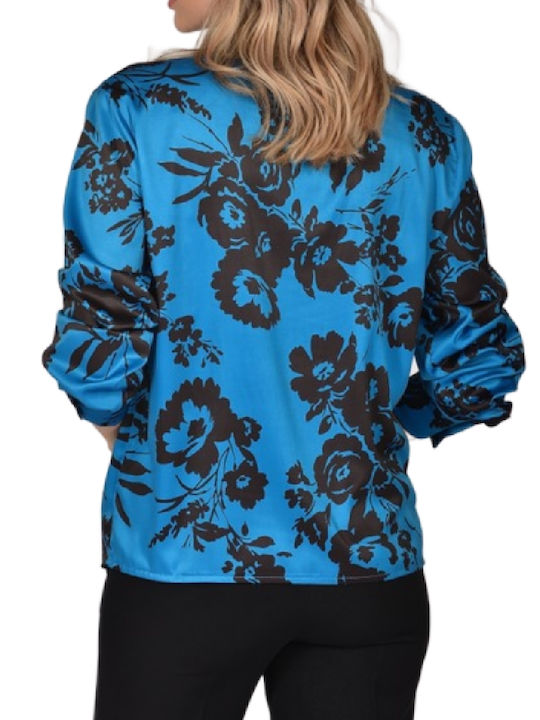 Paranoia Women's Satin Long Sleeve Shirt Blue