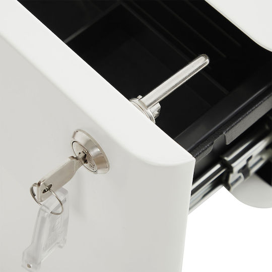 Metal Office Drawer with Wheels and Lock White 46x30x59.2cm