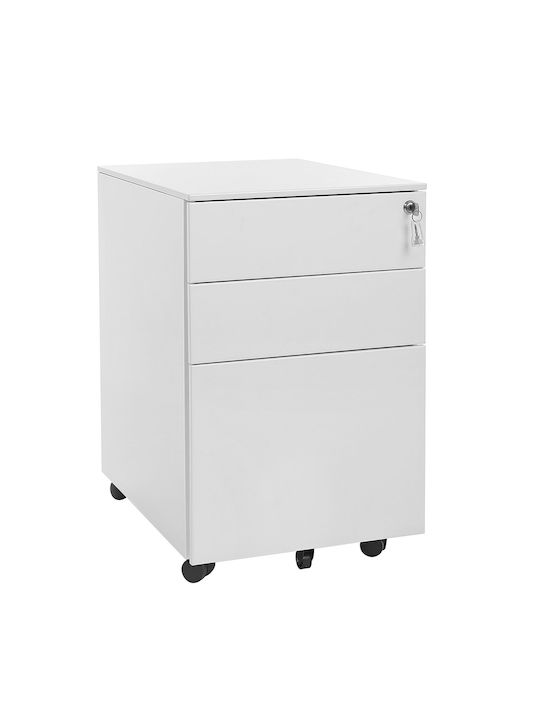 Schublade Büro mit Rollen & Schloss White 52x39x60cm