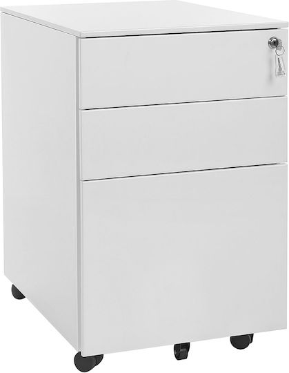 Metallische Büro-Schubladenschublade mit Rädern & Schloss Weiß 52x39x60cm