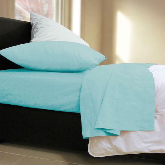 Nef-Nef Homeware Sheet for Single Bed with Elastic 100x200+30cm. Basic Aqua