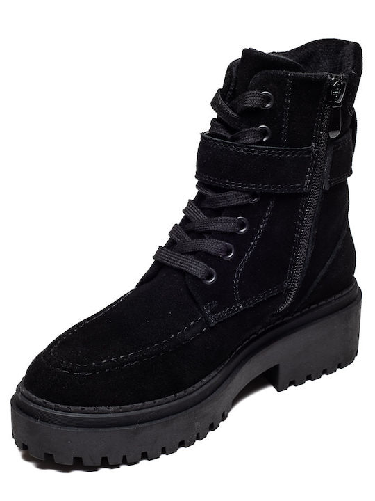 Leder Stiefeletten Damen Schwarz