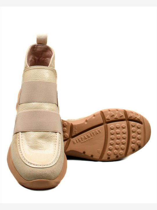 Hispanitas Leder Damen Knöchelstiefel Beige