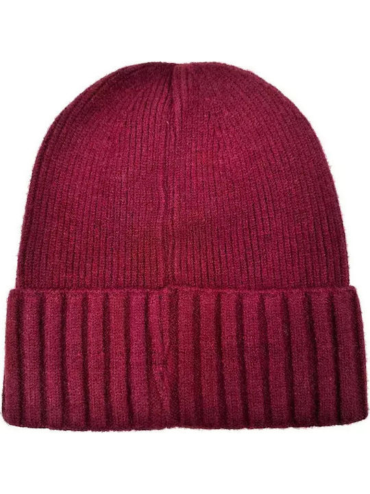 Knitted Beanie Cap Burgundy
