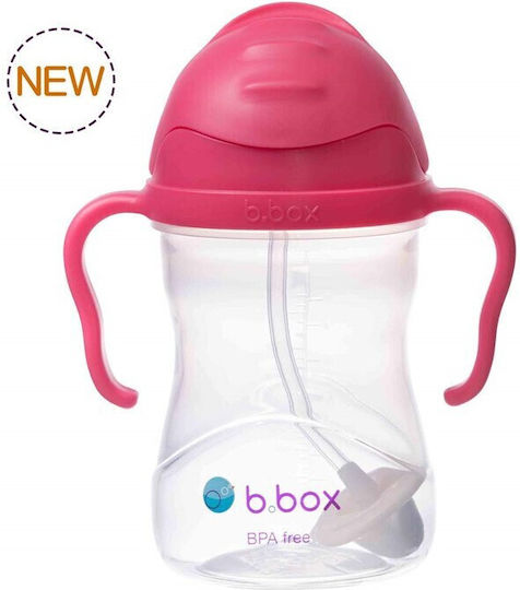B.Box Baby Cup with Handles and Straw Sippy made of Plastic Fuchsia 240ml for 6m+m+