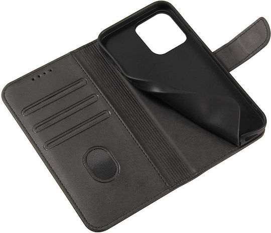 Hurtel Magnet Book Δερματίνης Μαύρο (Vivo Y16)