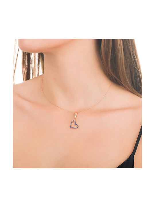 Verorama Necklace with design Heart from Gold Plated Silver