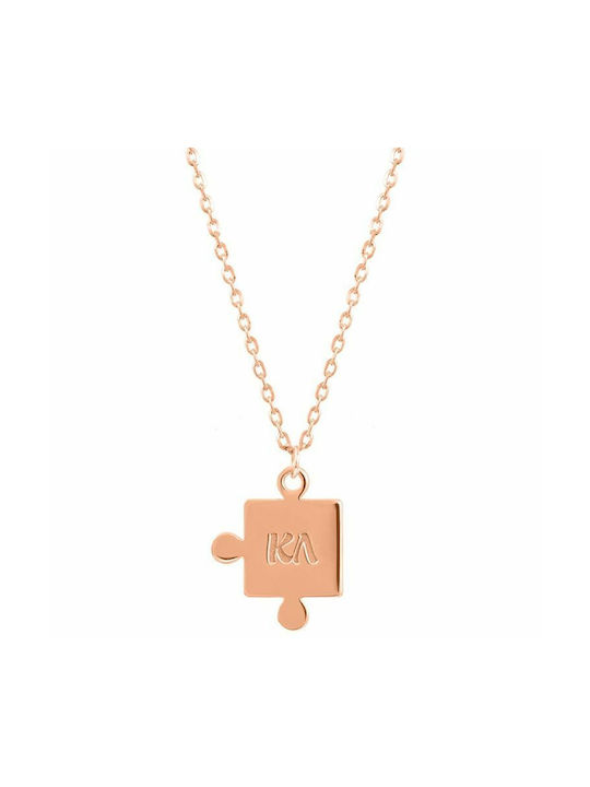 Amor Amor Necklace Monogram from Pink Gold Plated Silver