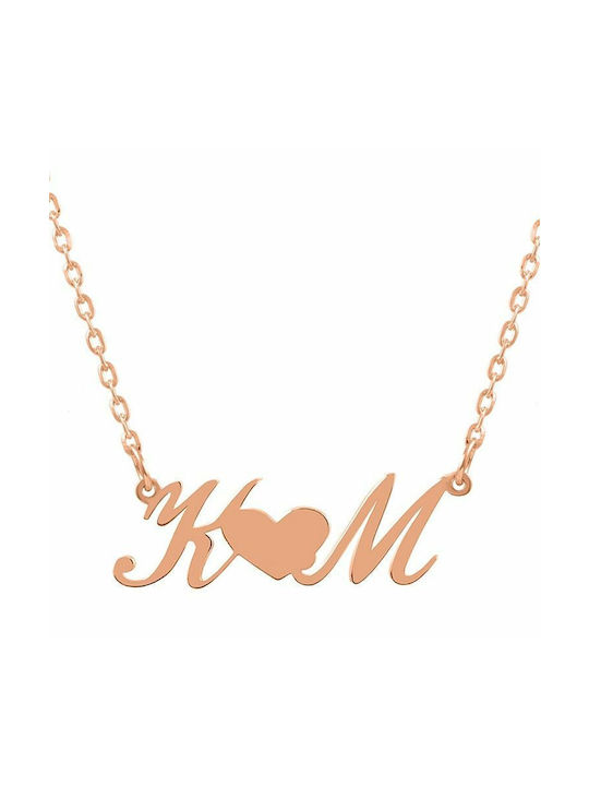 Amor Amor Necklace Monogram from Pink Gold Plated Silver