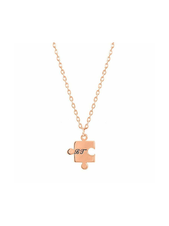 Amor Amor Necklace Monogram from Pink Gold Plated Silver