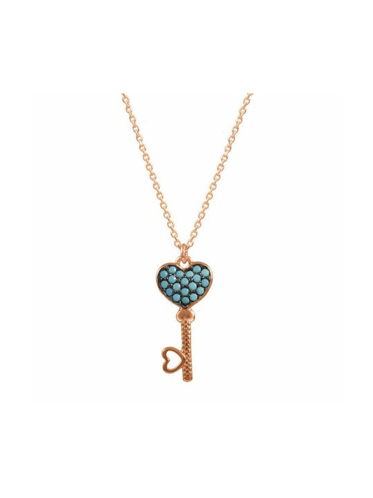 Amor Amor Necklace with design Heart from Pink Gold Plated Silver